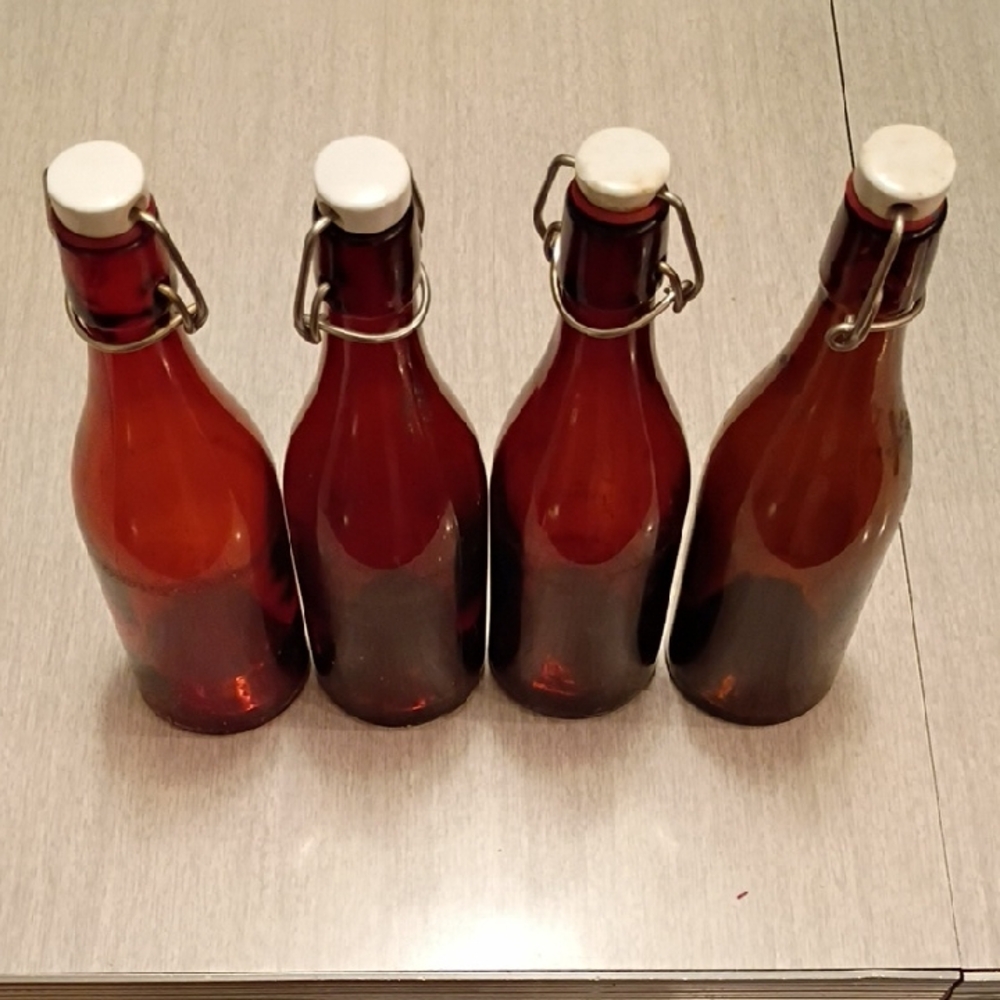 4 vintage 1970s German beer bottles